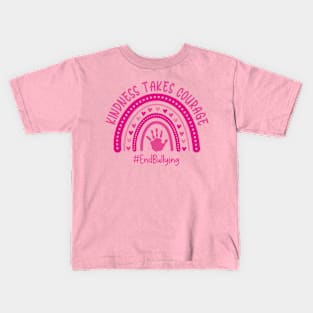 Kindness Takes Courage Support Anti Bullying Pink Day Kids T-Shirt